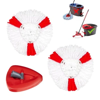 Imagen de Repuesto para Fregona Microfibra, Clean Mop Head Recambio Vileda&amp;O Cedar Easywring, Accesorios Mopa (2 Recambios de Mopas y 1 Base)