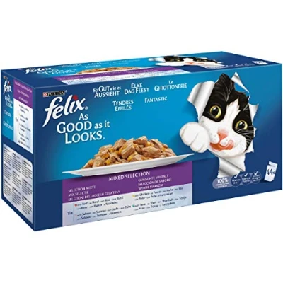 Imagen de Purina Felix Fantastic comida para gato surtido variado Pack 44 x 100 g