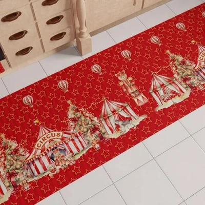 Imagen de PETTI Artigiani Italiani Alfombra de Cocina navideña, Camino Navidad, Navidad Antideslizante y Lavable, para 52 x 380 cm, Fabricada en Italia