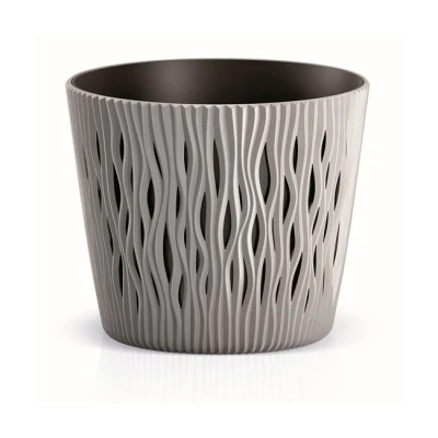 Imagen de Maceta redonda de plastico Sandy Round en color gris 18,9 (largo) x (ancho) 16,5 (alto) cm