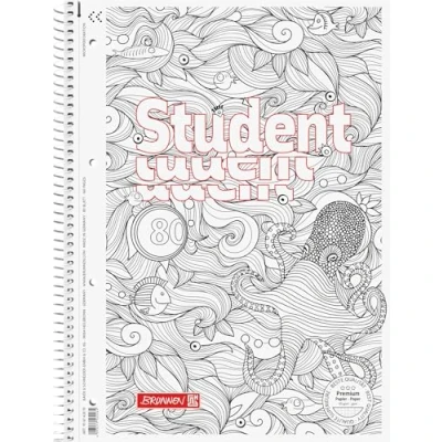 Imagen de Brunnen 106742801 Bloc de notas/Collegeblock Student zenart Diseño Pulpo, A4, cuadriculado, línea 28, 90 g/m², 80 hojas