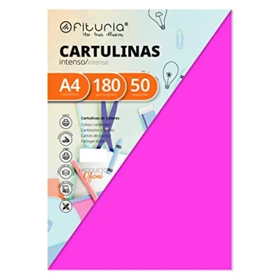 Imagen de Pack 50 Cartulinas Color Fucsia Tamaño A4 180g