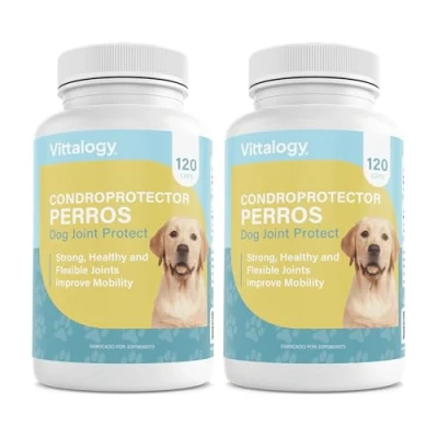 Imagen de VITTALOGY Condroprotector para Perros. Antiinflamatorio Natural con Colágeno, Condroitina, Hialurónico y Cúrcuma. Complemento Alimenticio Caderas, Articulaciones Cartílagos. 240 Cápsulas