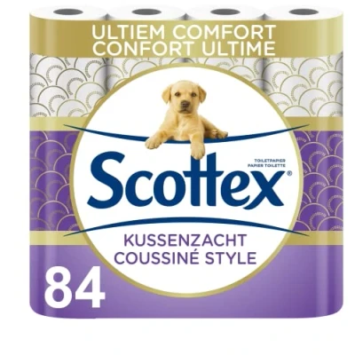 Imagen de SCOTTEX Papel higiénico (12 paquetes de 7 rollos), suavidad y comodidad, respetuoso con el medio ambiente, resistente