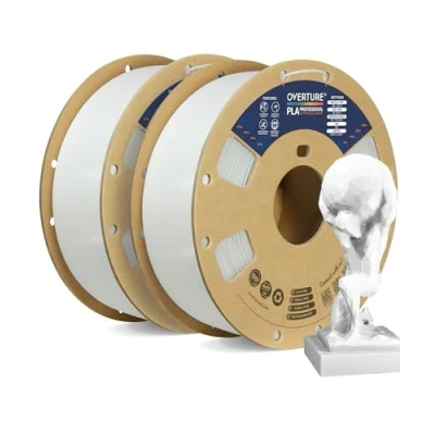 Imagen de OVERTURE filamento PLA Plus (PLA+), resistencia profesional, de 2 kg, 1,75 mm, precisión dimensional +/ 0,02 para impresora 3D (blanco 1 kg x 2)