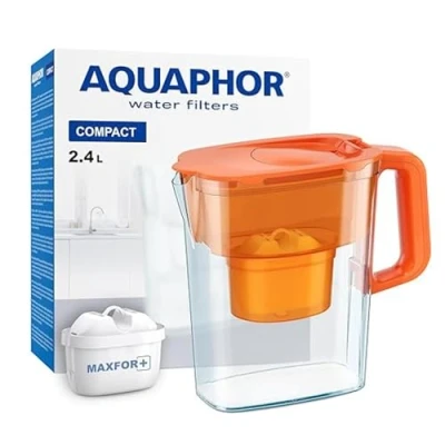 Imagen de AQUAPHOR Jarra de filtro agua compacta con 1 Maxfor+, capacidad 2,4 L, color naranja