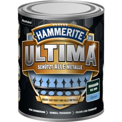 Imagen de HAMMERITE Barniz protector para metales ultima brillante verde musgo ral6005 750 ml