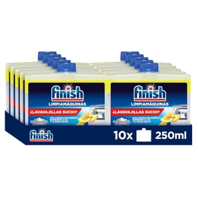 Imagen de Finish Limpiamáquinas Limpieza higiénica para el lavavajillas contra mal olor, la cal y grasa, líquido, aroma Limón, Pack de 10 unidades 250ml