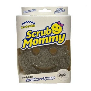 Imagen de Scrub Daddy Mommy Style Estropajo de Doble Cara, Esponja Cocina para Lavar Platos y Limpieza Baño, Antiarañazos, Antibacteriana Reutilizable Raspadora Flextexture Gris