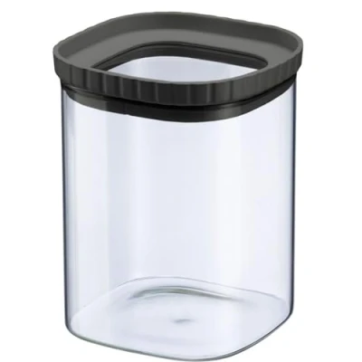 Imagen de Westmark Glasdose Bote de Vidrio Silicona, Tarro Almacenamiento con Tapa para Guardar Pasta, Especias, Té, Dulces y Mucho Más, Cuadrado, Apilable, 1.080 ml