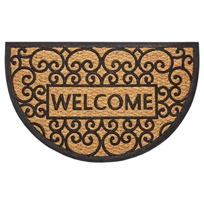 Imagen de Hanse Home Felpudo de Coco para Interior y Exterior, 45 x 75 cm, semicircular, Coco, Exteriores, Goma, Resistente a la Intemperie, Antideslizante, Entrada Color Natural