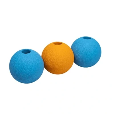 Imagen de Amazon Basics Pelotas de juguete para perro, lanzar y que el perro la traiga, 6,4 cm, paquete 3 unidades, Azul, Naranja