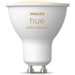 Imagen de Philips Hue Bombilla LED Inteligente, GU10, Luz Blanca de Cálida a Fría, 4.2W 400 lúmens, Compatible con Alexa y Google Home Pack inteligente