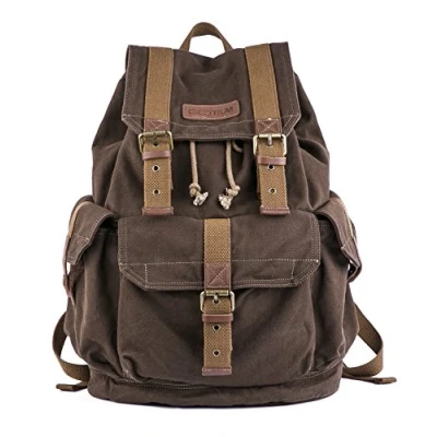 Imagen de Gootium Bolso de lona vintage, Mochila Casual Clásica Unisex, Café