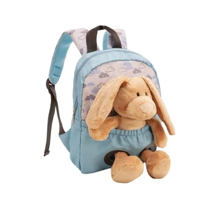 Imagen de NICI mochila 21x26cm con peluche conejo 25cm azul claro juguete suave y desmontable Bolsa de jardín infantil felpa para niños niñas 61762