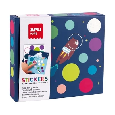 Imagen de APLI Kids 19140 Juego de gomets distintas formas en caja cartón modelo FLY ON THE MOON pegatinas para completar las ilustraciones
