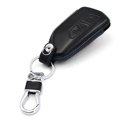 Imagen de VF Funda para llave de coche con 3 botones, piel, color negro y azul