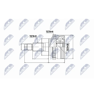 Imagen de NTY NPZ MZ 053 Junta Homocinética Caja de cambios manual Eje delantero, derecha, lado engranaje, izquierda MAZDA: 6 Wagon