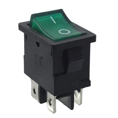 Imagen de Interruptor basculante empotrable, color rojo, dimensiones del marco 21 x 15 mm, 6 A, 250 V 4 pines, iluminado