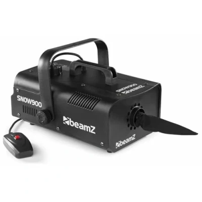 Imagen de BeamZ SNOW900 Máquina de nieve 900 vatios con control remoto por cable, snow machine, mini cañón para jardín, Gadget fiesta esquí o eventos, simulación invierno. Color Negro