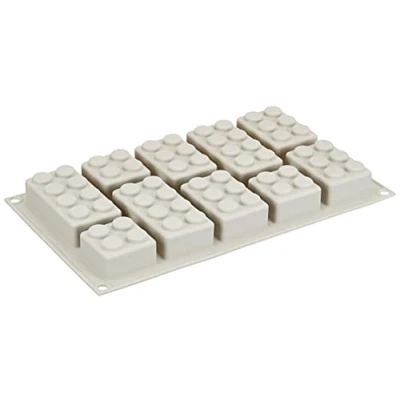 Imagen de silikomart SF213 N.10 Choco Block Molde de Silicona con Forma Lego, Color marrón, 17.5 x 30 3 cm