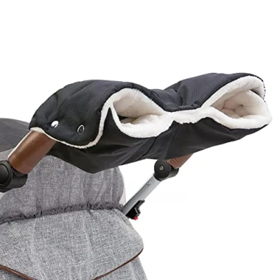 Imagen de Guantes de Silla Paseo, DIAOPROTECT Manoplas para Cochecito Impermeable a Prueba Viento Extra Grueso Cálido Invierno Bebé Guante Todos los Cochecitos (Negro)