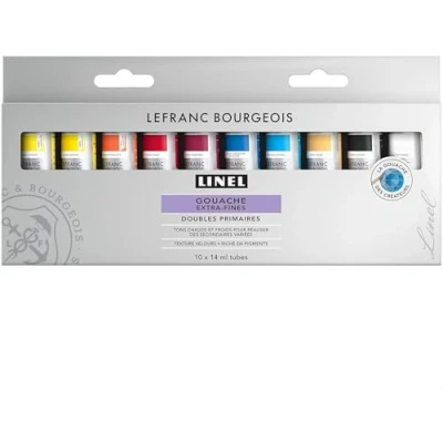 Imagen de Lefranc Bourgeois Gouache Extra Fino Linel Profesional, Set Doble Colores Primarios, 10x14ml, 10
