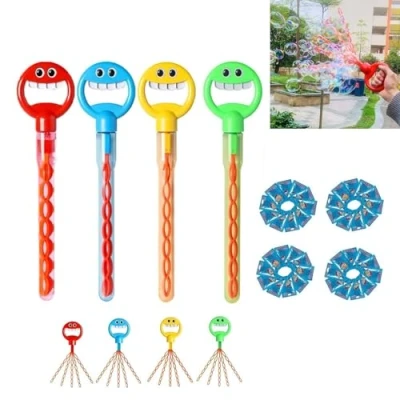 Imagen de Palo de Burbuja con Cara Sonriente 32 Agujeros Recarga Burbujas, Varita Juguete Cinco Garras, varitas Burbujas a Granel for Fiesta Juguetes Verano, 2024 (Color : 4pcs)