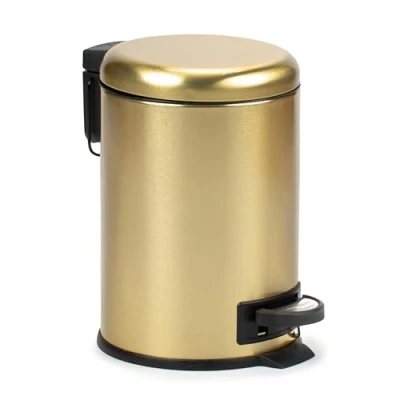 Imagen de TATAY Papelera Baño con Pedal de Acero Inoxidable, 3L Capacidad, Interior Extraíble, Cierre Caída Amortiguada, Libre BPA, Color Gold, Medidas 17.5 x 22.5 25 cm