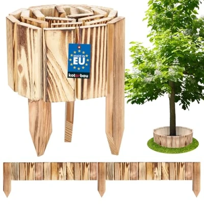 Imagen de KOTARBAU® 1 unidad, 10 x 110 cm, valla de madera quemada, pino flexible, jardín, bordes césped, cortable, decoración, postes valla, unidad