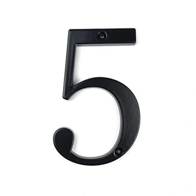 Imagen de HASWARE Letrero con número de casa, 4 pulgadas (10 cm), números puerta modernos, placa señalización, dirección aleación zinc (5, Negro)