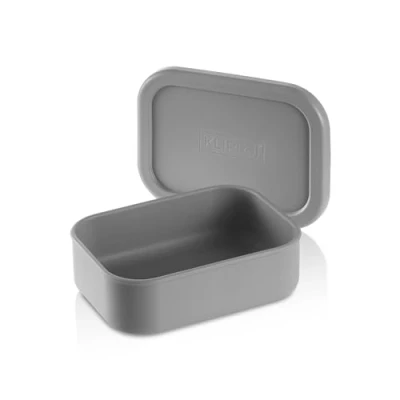 Imagen de KLIPPSI® fiambrera mediana, de silicona platino, resistente al calor, frío, a prueba fugas, apta para lavavajillas (gris)