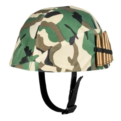 Imagen de Boland 01413 Casco militar para niños, camuflaje, talla ajustable, con munición, soldado, ejército, disfraz, carnaval, fiesta temática