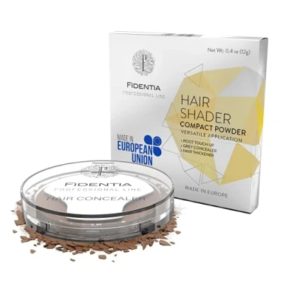 Imagen de Fidentia Hair Shader Concealer Corrector capilar 100% natural Retocador de raíces en polvo, 12g Marrón Medio