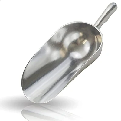 Imagen de Kerafactum pala de harina aluminio, té, ligera y robusta para medir con precisión la harina, azúcar, especias, alimentos mascotas, alimentos, volumen, 190 ml, mano