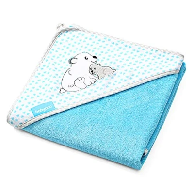Imagen de Babyono Toalla de baño con Capucha para bebé bambú Natural, 100 x cm, grande y Supersuave, baño, Playa, Ducha, (Azul)