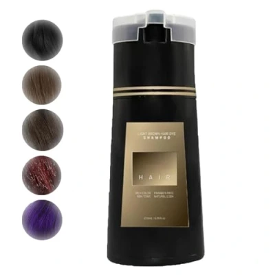 Imagen de Champú para Tinte Cabello,Champú de Instantáneo paraColorear,Champú paraTeñir el Cabello deLarga Duración,Champú deColor Natural paraCobertura deCabello Gris,paraMujeres yHombres (Marrón claro)