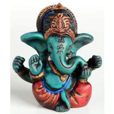 Imagen de BUDDHAFIGUREN/Billy Held Ganesha Ganapati Ganesh Estatua de bálsamo 6,5 cm Color Turquesa