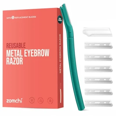 Imagen de ZOMCHI cuchilla para cejas, facial mujer, recortadora de cejas con cubierta precisión, dermaplaning 6 cuchillas (Verde)