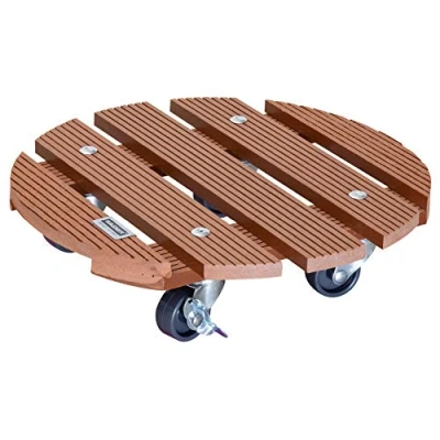 Imagen de Wagner Soporte con Ruedas para Plantas WPC Ø 29 x 7,5 cm I Carrito Flores Uso Exterior + Interior Wood Plastic Composite FSC®, Terracota 2 Frenos Carga máxima 100kg 20053501