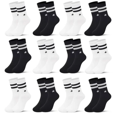 Imagen de Libella 12 Pares de calcetines infantiles para niños y niñas, deportivos fútbol, algodón, multicolor, macarrones 2889VA, 2888, 35 38