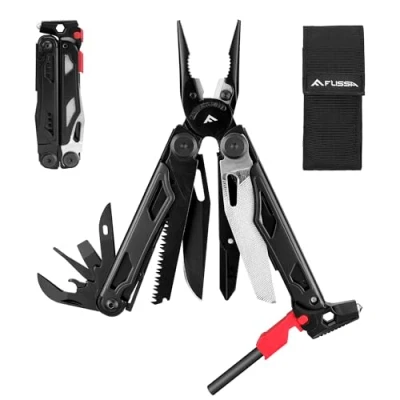 Imagen de FLISSA Alicates Multiusos, 19 en 1 Navaja Multiherramienta de Alicates, Herramienta Multiusos Negro, Accesorios para Camping, Reparación, Senderismo, Incluye Bolsa Portátil