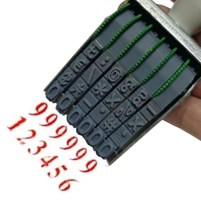 Imagen de ZENG 6 Digits Sello de numeración Ajustable,Oficina Bandas 7mm x 5mm Caucho 0 9 Números Sello,Tamaño impresión 7 43 mm negro
