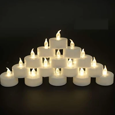 Imagen de OSHINE 50unidades LED velas CR2032 pilas sin llama de iluminación eléctrica falso Vela para Hogar Navidad boda mesa regalo al aire libre cálido Luz blanca cálida