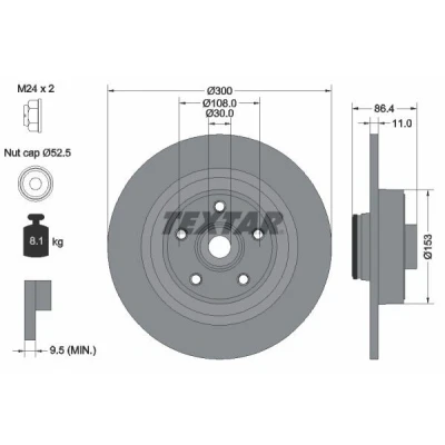 Imagen de TEXTAR PRO 92159803 Disco de freno 300 11 05/05 108 macizo revestido con anillo sensor magnético incorporado, cojinete rueda RENAULT: ESPACE 4