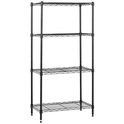 Imagen de Amazon Basics Unidad de almacenamiento estrecha 4 baldas con estantes ajustables en altura y pies niveladores, peso máximo 363 kg, Negro, 34 x 58.9 121.9 cm (D W H)