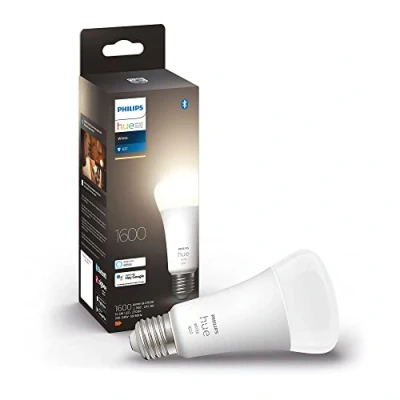 Imagen de Bombilla Inteligente Philips Hue A67 E27, Luz Cálida Regulable, 100 W, Compatible con Alexa y Google Home