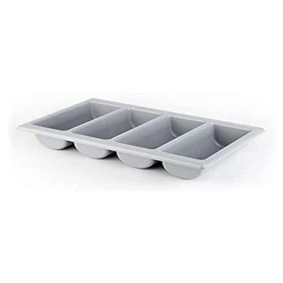 Imagen de APS cubertero GN 1/1, almacenamiento de cubiertos, plástico, cuatro compartimentos, 32,5 x 53 cm, altura 10 gris