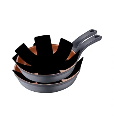 Imagen de San Ignacio Bronze Juego de Sartenes Set 2 Piezas 20 y 24 cm Diámetro Protectores Fabricadas con Aluminio Fundido Antiadherentes Aptas para Todo Tipo Cocinas