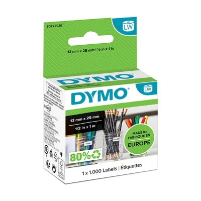 Imagen de DYMO LW etiquetas auténticas multiusos pequeñas 13 mm x 25 rollo de 1000 con reverso fácil retirar autoadhesivas para etiquetadoras LabelWriter